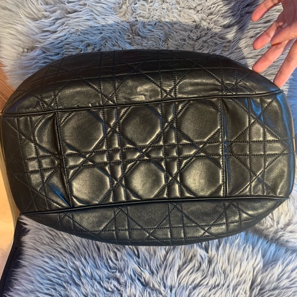 DIOR BLACK LAMBSKIN CANNAGE DRAWSTRING BAG - Picture 6 of 16